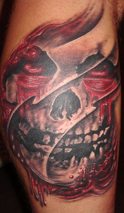 Tattoos - Skin Rips tattoos - Mistfits skull somewhat black and grey