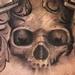 black and grey chest piece Tattoo Thumbnail