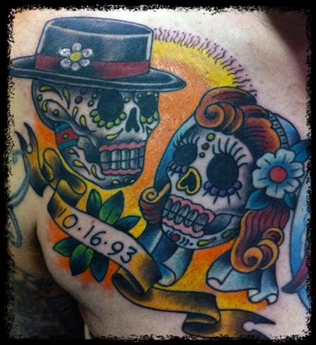 Traditional Color Skull Tattoo