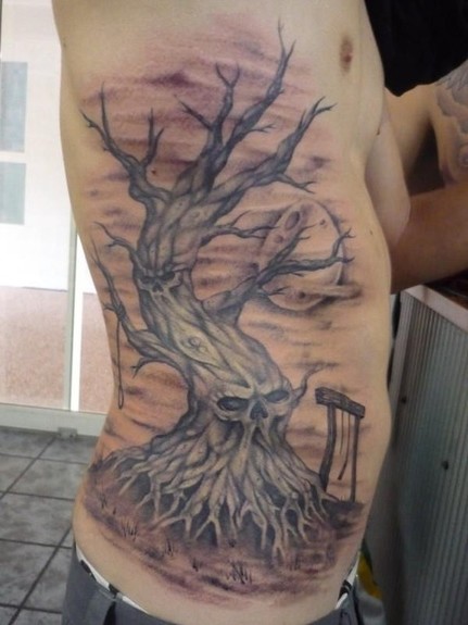 Looking for unique Ben Laukis Tattoos Skull Tree Rib Tattoo