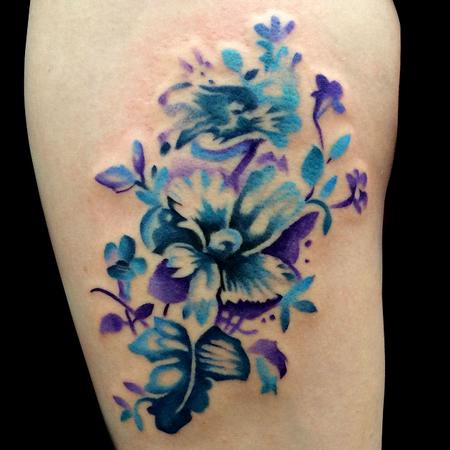 Tattoos - abstract watercolor floral - 97640