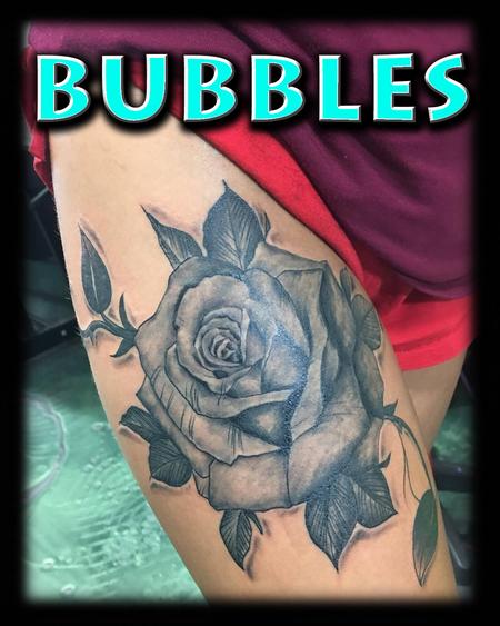 Ashley Bubbles McBride - Realistic Black and Grey Rose