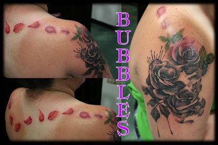 Ashley Bubbles McBride - RosesWPetalsAcrossBack_TattooByBubbles