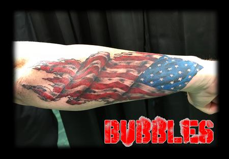 Ashley Bubbles McBride - American_flag_ripped_tattoobyBubbles