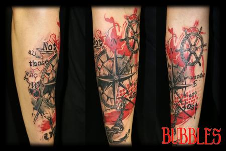 Ashley Bubbles McBride - Trashpolka_compassrose_helm_anchor_tattoobybubbles