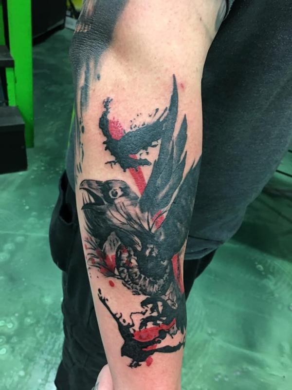 trash polka raven by ashley bubbles mcbride tattoonow trash polka raven by ashley bubbles mcbride tattoonow