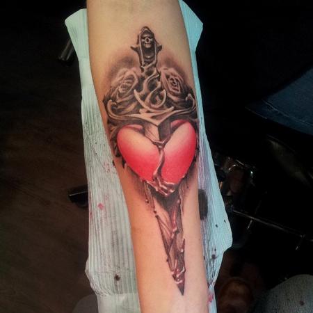 Heart Dagger Tattoo Design