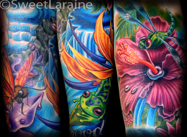 Tropical Sleeve Details by Sweet Laraine TattooNOW