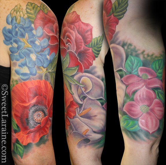 Flower Tattoo Half Sleeve