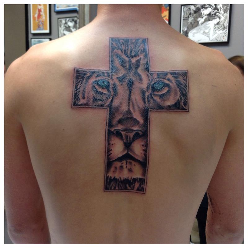 lion cross by cat johnson tattoonow lion cross by cat johnson tattoonow