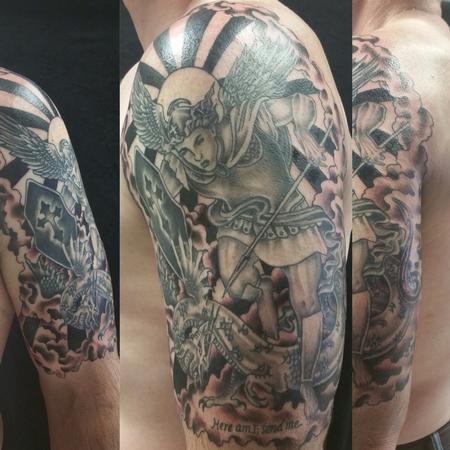 St. Michael archangel slaying the dragon half sleeve Design Thumbnail