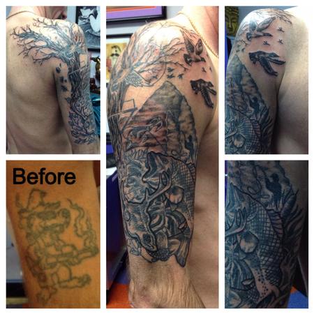 Dark Horse Tattoos and Body Piercing : Tattoos : Half-Sleeve : Country  Cover Up