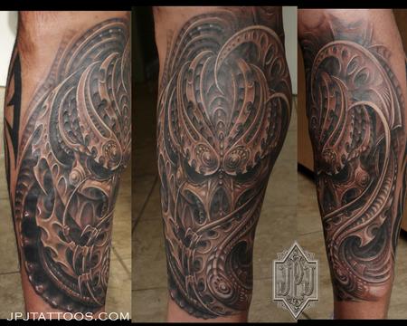 Jose Perez Jr Black and Grey BioMechanical Tattoo