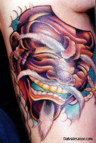 Tattoos - Ethnic Tibetan tattoos - oriental face
