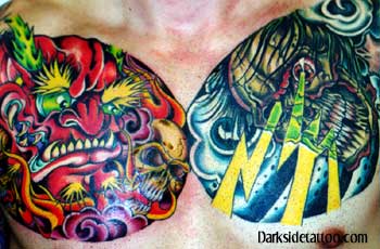 Tattoos - Ethnic Tibetan tattoos - demon/skullchestpanels

