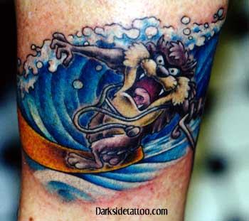 Tattoos - Small tattoos - surfer taz
