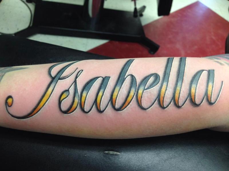 Tattoo Lettering In Color | isabella in color script by izzy morales tattoonow Tattoo Lettering In Color | isabella in color script by izzy morales tattoonow
