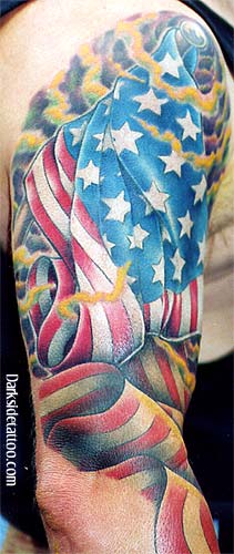 Tattoos - Ethnic American tattoos - American Flag
