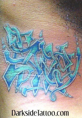 Tattoos - Dark Skin tattoos - Grafitti Tattoo