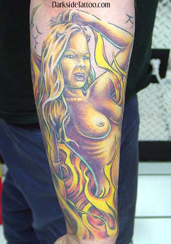 Tattoos - Nature Fire tattoos - Devil Chick Tattoo