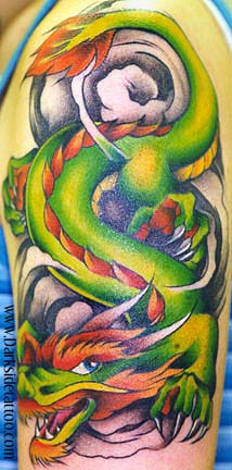 Tattoos - Fantasy Dragon tattoos - Green Dragon 