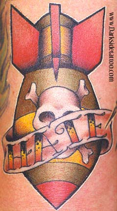 Tattoos - Lettering tattoos - Hate Bomb