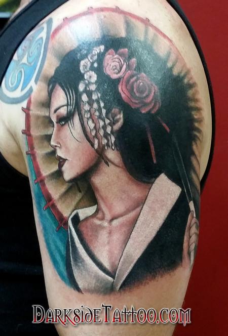 Color Geisha Girl Tattoo Tattoo Design Thumbnail