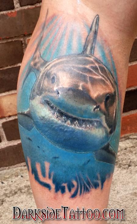 Color Great White Shark Tattoo Tattoo Design Thumbnail