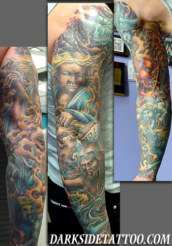 Tattoos Sean O'Hara Religious Sleeve click to view large image