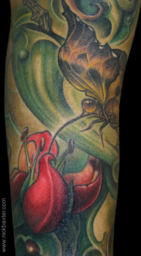 Tattoos Nature Animal Butterfly Butterfly and Flower Detail