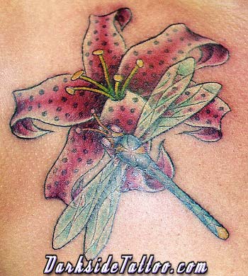 Tattoos - Nature Animal Butterfly tattoos - Dragon Fly and Flower
