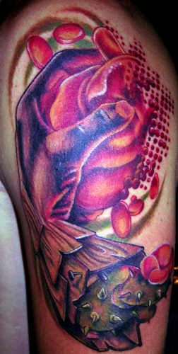 Tattoos - Bio-Organic tattoos - handhalftonedheartmorph
