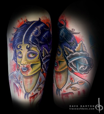 Dave Barton Traditional Zombie Pin Up Girl Dave Barton Traditional Zombie Pin Up Girl