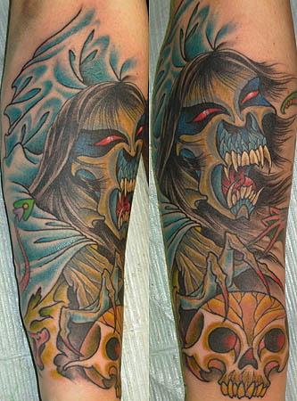 Tattoos - Lettering tattoos - demon witch