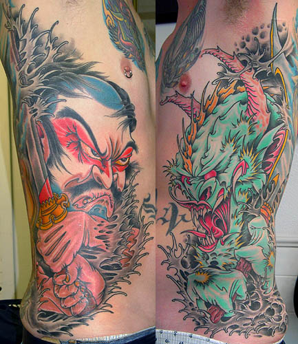 Tattoos Traditional Old School tattoos oni and samurai