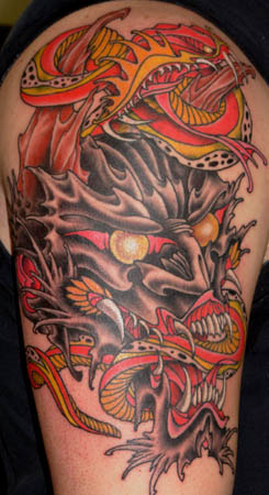 Tattoos - Dave Fox - Demon and Snake
