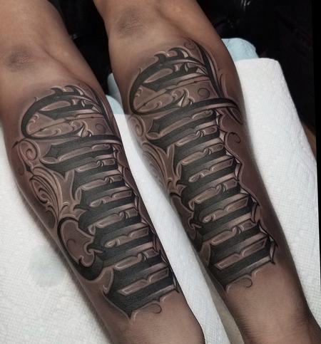David Vega - Black and grey Lettering Tattoo