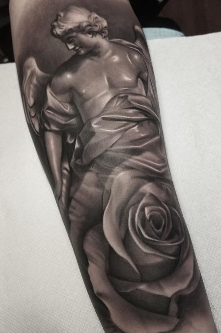 David Vega - Black and Grey Angel Tattoo