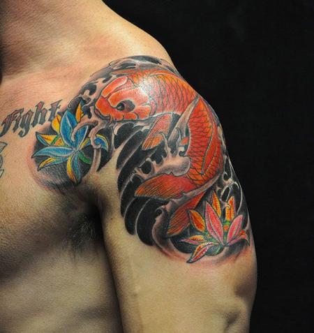 Depiction Tattoo Gallery : Tattoos : Flower : Koi Fish Tattoo