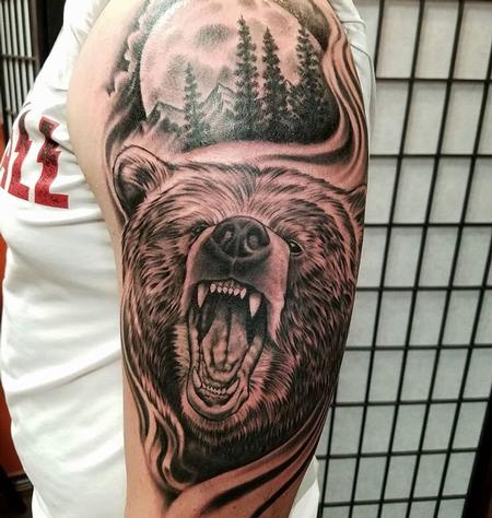 Tattoos - Bear w/Forest scene - 132162