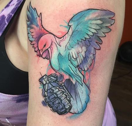 Tattoos - Dove & Grenade (Watercolor) - 133882