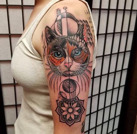 Tattoos - Geometric Cat - 131790