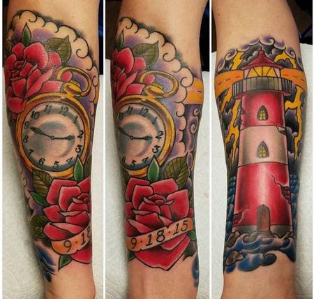 Tattoos - Lighthouse and Pocketwatch - 131464