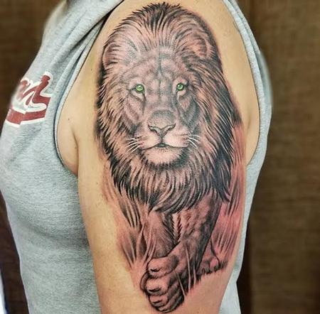 Tattoos - Green eyed Lion - 128104