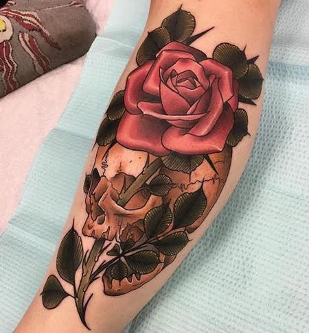 Tattoos - Skull & Rose - 128100