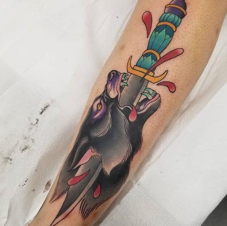 Tattoos - Wolf & Dagger - 133255