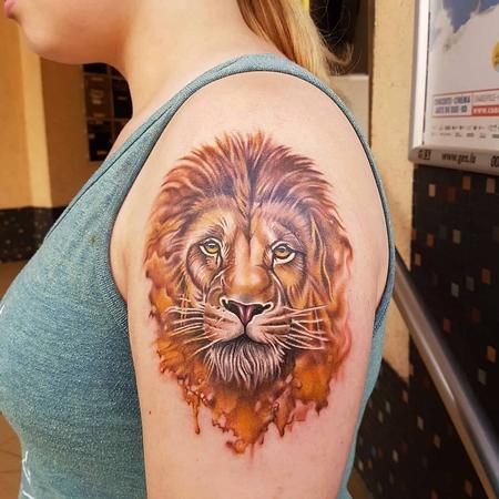 Lokesh  - Watercolor Lion Tattoo