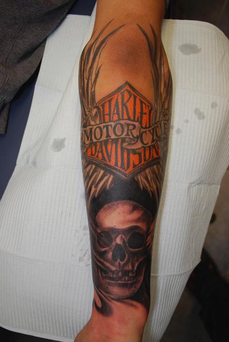 Tattoos - Harley Shield and Skull - 75590