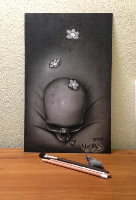 Tattoos - Skull and cherry blossom falling - 75014