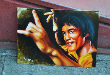 Tattoos - Bruce Lee Portrait-Oil painting - 66900